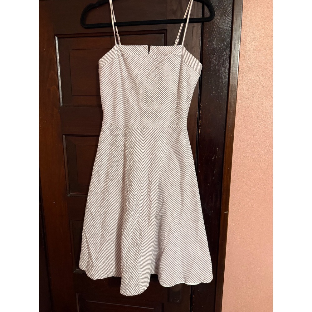 Isaac Mizrahi Target Purple White Seersucker Striped Fit Flare Dress Size 2